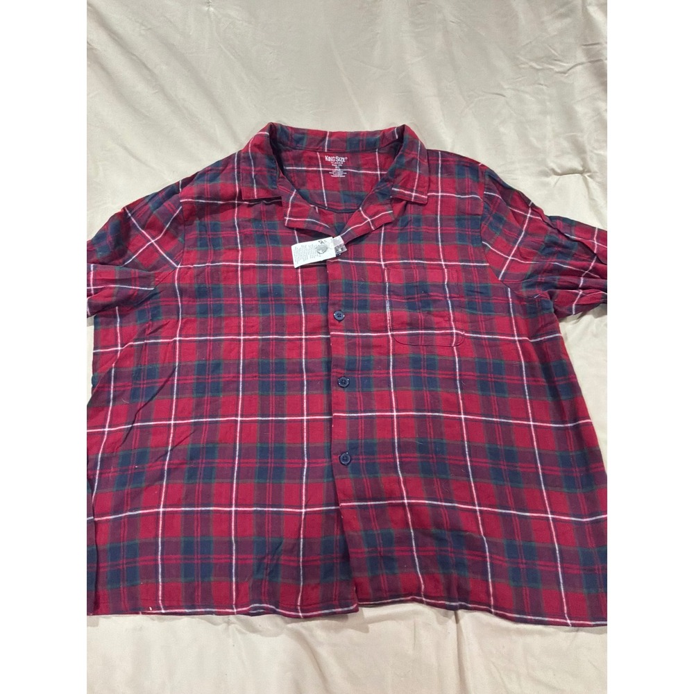 King Size Men 4XL Big Red Plaid Flannel Pajama Set 2-Piece 100% Cotton 77-0464-6